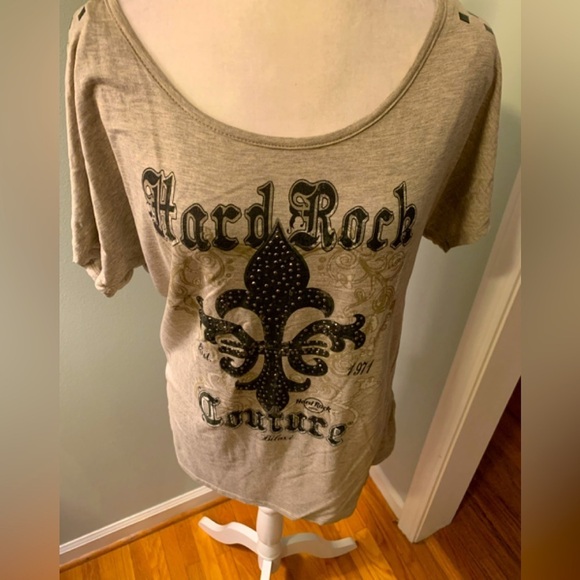 Hard Rock Couture tan/black tee, size M - Picture 1 of 4